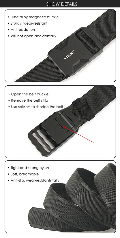 Herren-Gürtel aus Nylon mit magnetischem Schnellverschluss und elastischem Bund 35mm Breite
