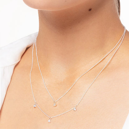 Damen-Halskette Doppelkette minimalistisch Böhmen aus Sterlingsilber