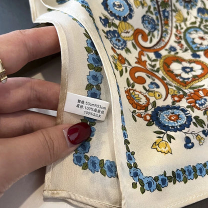 Damen Seidenschal quadratisch Luxus bedruckt Bandana Kopftuch Haarband