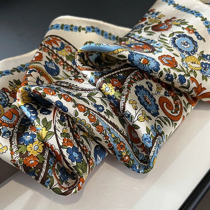 Damen Seidenschal quadratisch Luxus bedruckt Bandana Kopftuch Haarband