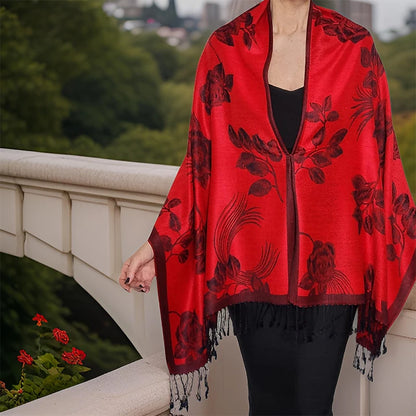 Damen Winterschal Kaschmir Plaid warm Pashmina Bandana Quaste B