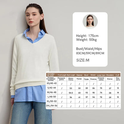 Wollpullover für Damen in Hellbeige, Rundhalsausschnitt, lange Ärmel
