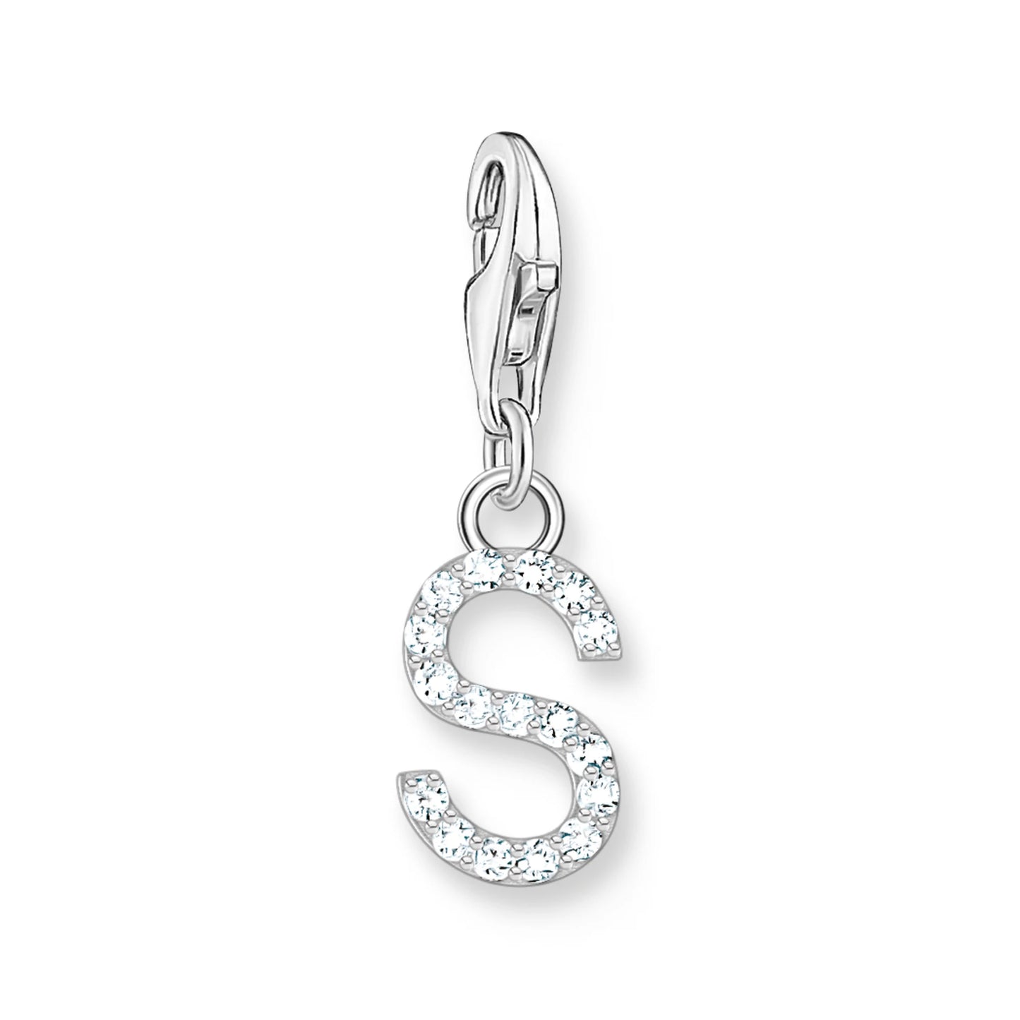 Damen-Charm-Anhänger Buchstaben weißer Stein klassisch aus Sterlingsilber