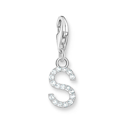 Damen-Charm-Anhänger Buchstaben weißer Stein klassisch aus Sterlingsilber