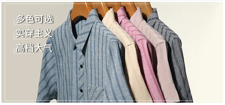 Kurzes Herren-Leinenhemd mit halbem Ärmel – lässiges Sommeroutfit für Herren mittleren Alters