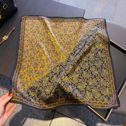 Damen Seidensatin Schal 53cm quadratisch Blumenprint Kopftuch Hijab Bandana H