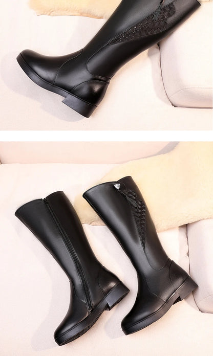 AIYUQI Women Winter Boots 2025 New Genuine Leather Women Long Boots Anti Slip Large Size 41 42 43 Wool Warm Knight Boots Women