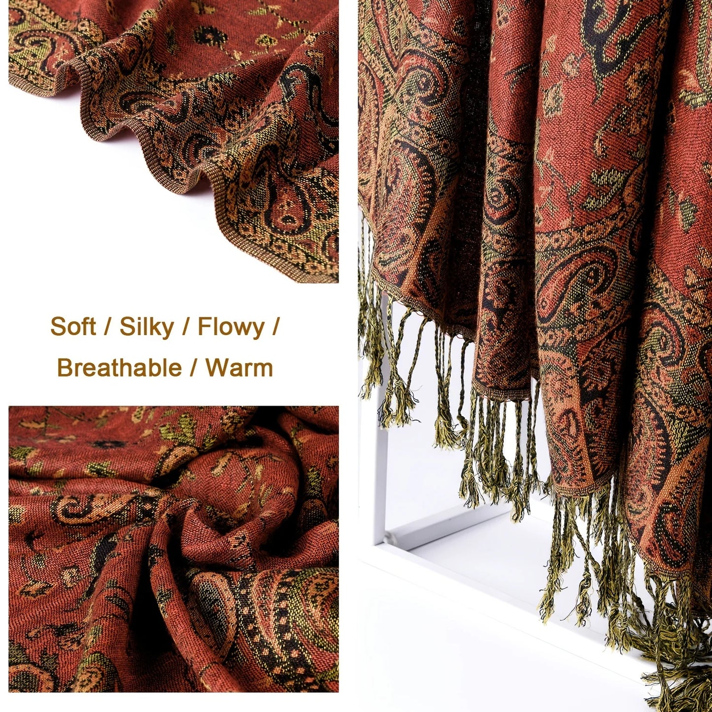Damen Winterschal Kaschmir Pashmina Luxus Druck warm Stolen Foulard Baumwolle