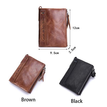 Herren Echtleder Geldbörse Reißverschluss Kartenhalter Luxus Designer Geldclip