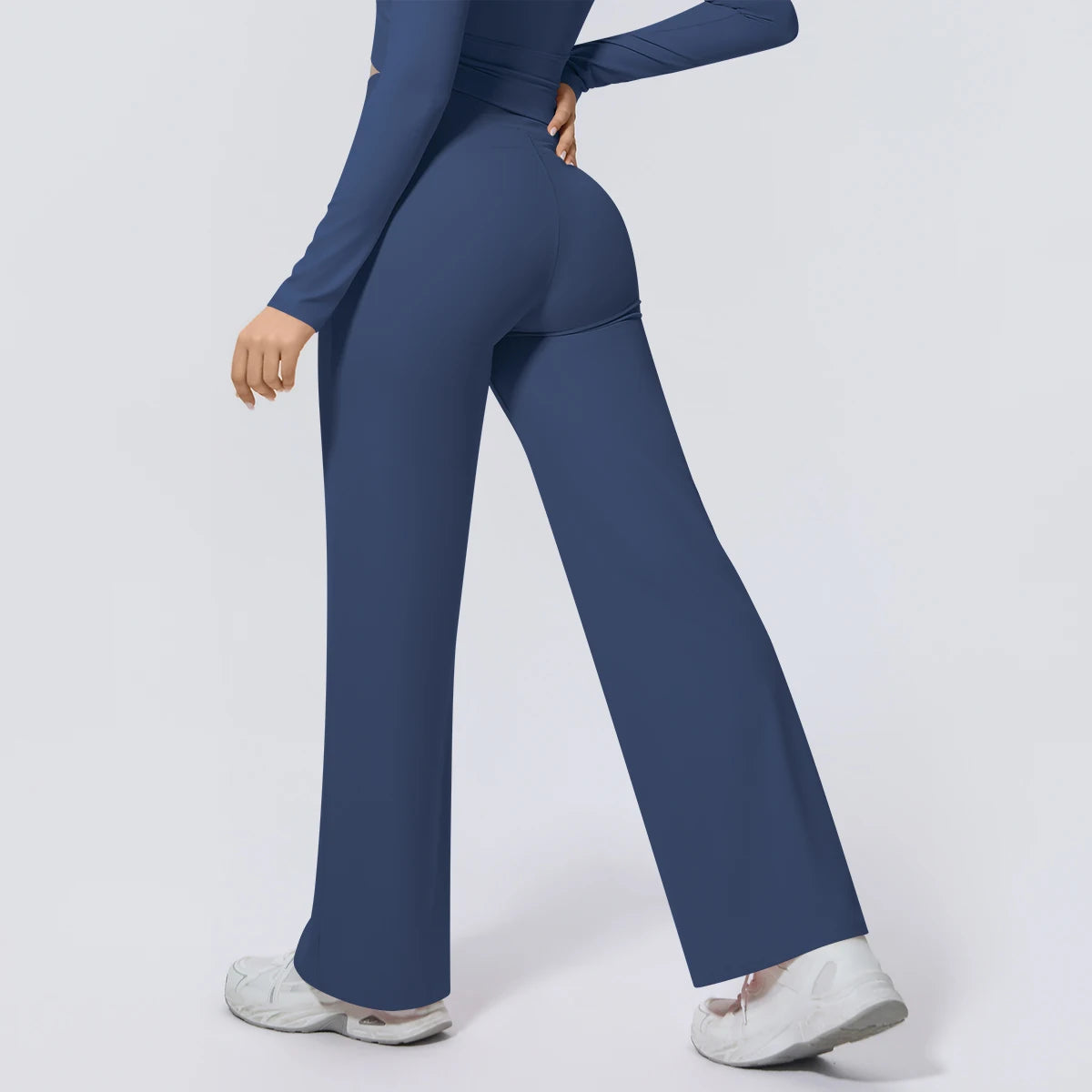 Dunkelblaue Yoga-Sommerhose mit geradem, weitem Bein
