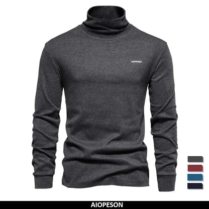 Herren T-Shirt mit hohem Kragen für lässige Herbst- und Wintermode