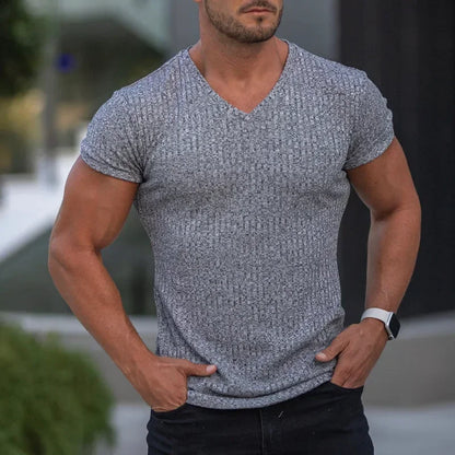 Modisches Herren-Casual-T-Shirt mit Streifen und Rundhalsausschnitt – ideal für den Sommer