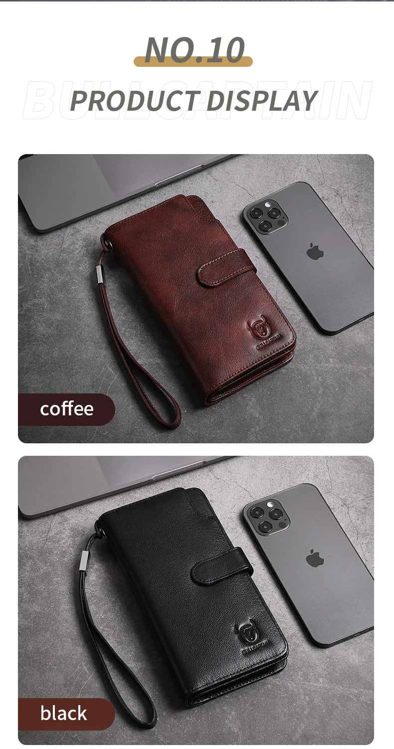 Unisex Geldbörse Langformat Bifold Mit RFID-Schutz Und Handgelenkband Für Mehrere Karten