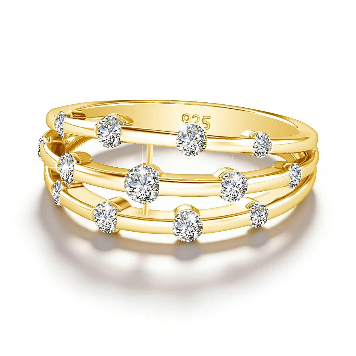 Damen-Ring aus Moissanit, 925er Sterling-Silber, Ewigkeitsband, Zertifiziertes Schmuckstück