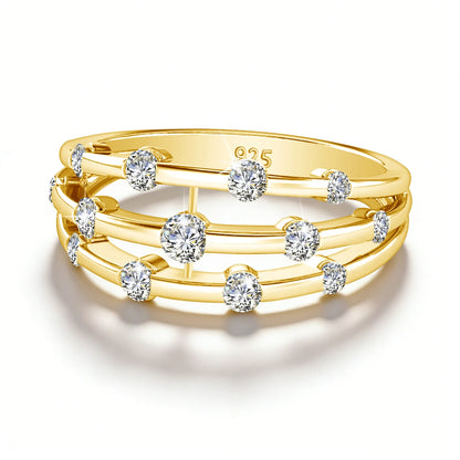 Damen-Ring aus Moissanit, 925er Sterling-Silber, Ewigkeitsband, Zertifiziertes Schmuckstück