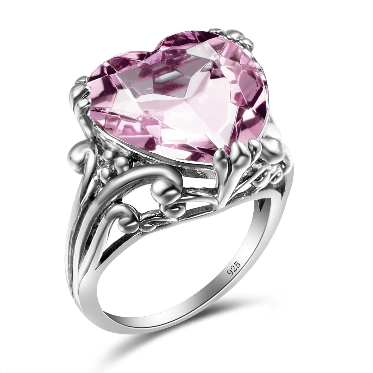 Damen-Ring aus 925-Silber mit Herzform und Mystic-Topas Regenbogenfarben für Alltag und festliche Anlässe