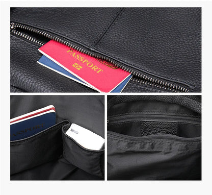 Damen-Lederrucksack Mit Top-Griff Und Viel Stauraum Durch Mehrfachtaschen Und Gepolsterter Rücken