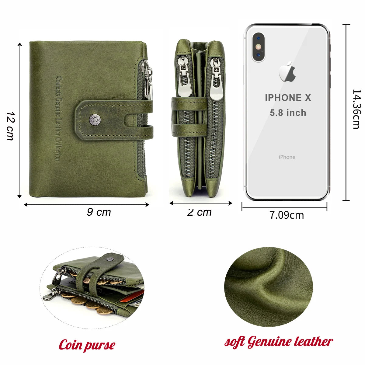 Damen Echtleder Geldbörse Bifold Vintage Kartenhalter Münzfach Geldclip