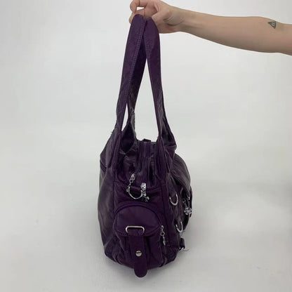 Damen-Umhängetasche Mit Mehrfachfächern Kleine Kunstleder-Satchel für Alltag und Freizeit