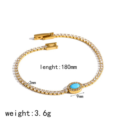 Damen-Tennisarmband mit Türkis-Zirkonia aus Edelstahl