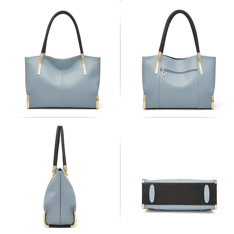 Damen Schultertasche Elegant aus Spaltleder mit Großem Fassungsvermögen