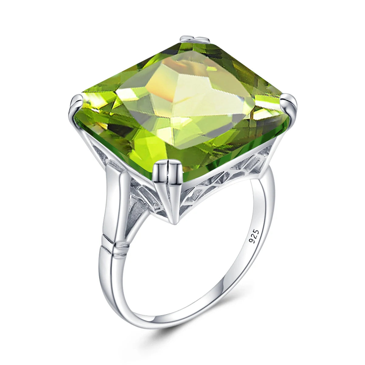 Damen-Ring aus Silber 925 mit Großem Quadratischem Citrin-Stein im Signet-Stil für Hochzeit und Festliche Anlässe