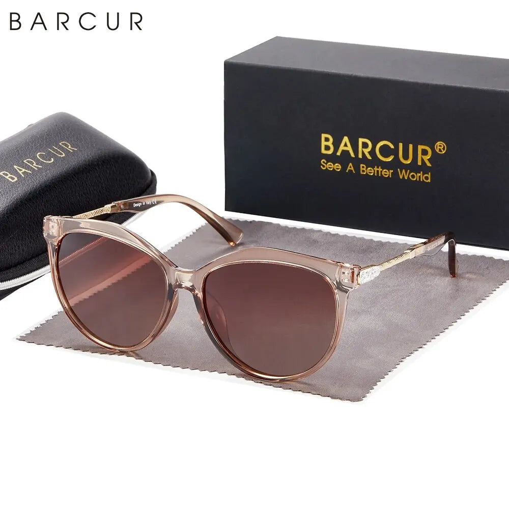 Damen-Sonnenbrille Cat Eye oval Farbverlauf UV400 polarisiert Basis