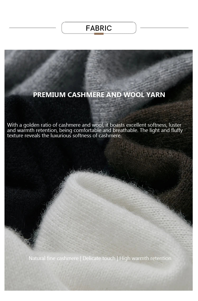 Damen-Rollkragenpullover Wolle-Kaschmir locker Herbst