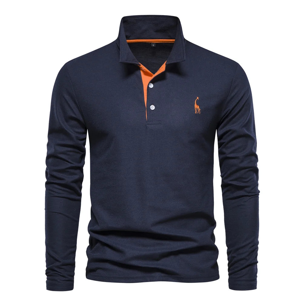 Premium Herren Langarm Polo Shirt Atmungsaktiv Und Elegant Für Business