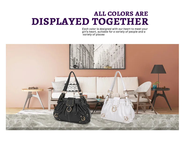 Damen-Schultertasche aus PU mit Reißverschluss Großes Fassungsvermögen und Innenfächern für Alltag