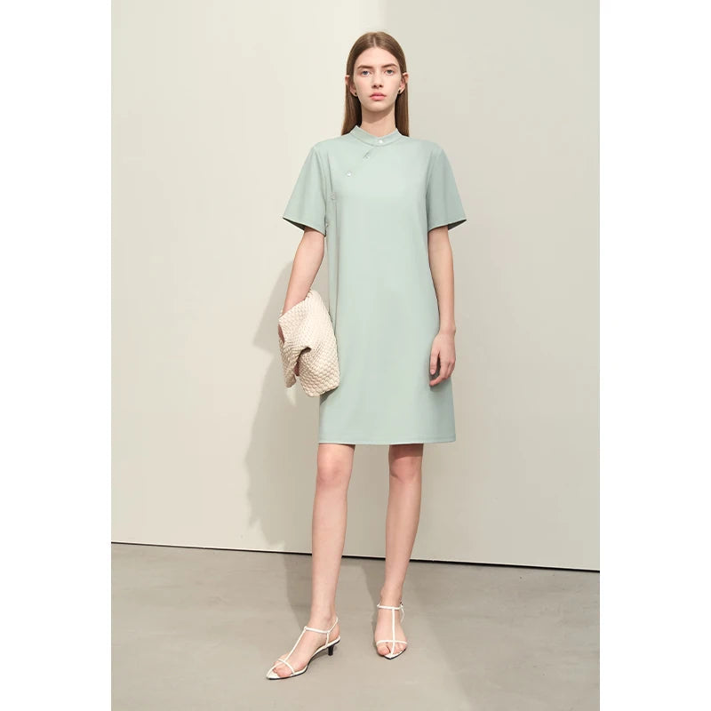 Elegantes Sommerkleid Mit Cheongsam Kragen Und Weitem Schnitt Für Damen
