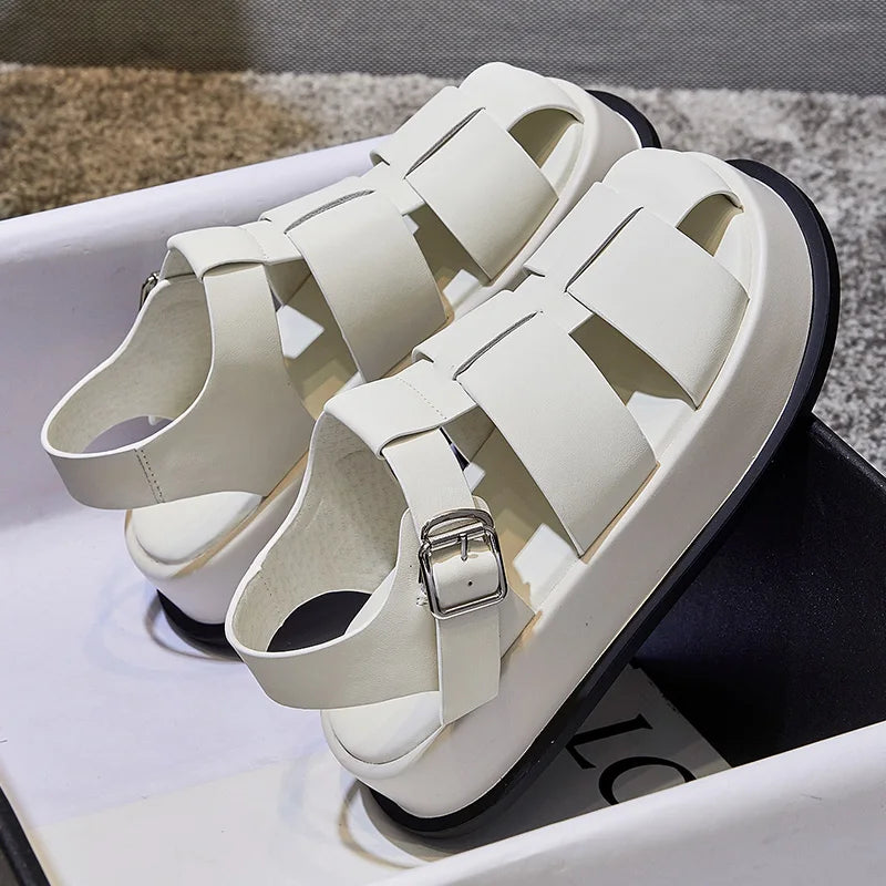 AIYUQI Women's Sandals Closed toe 2025 Summer New Women Roman Sandals Leisure Thick Soled Fashion Woven Women's Shoes Sandals