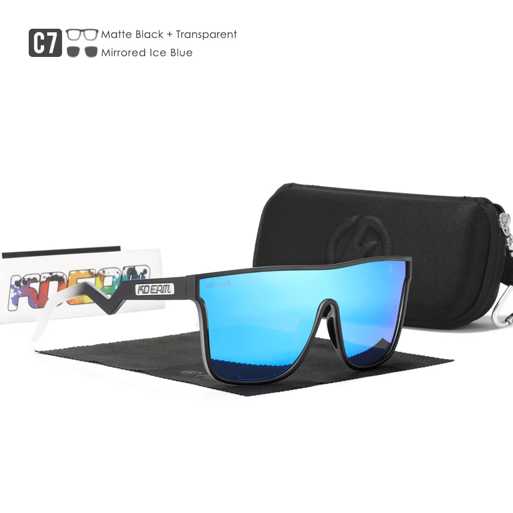 Sonnenbrille Einteiler übergroß polarisiert gebogene Gläser Herren