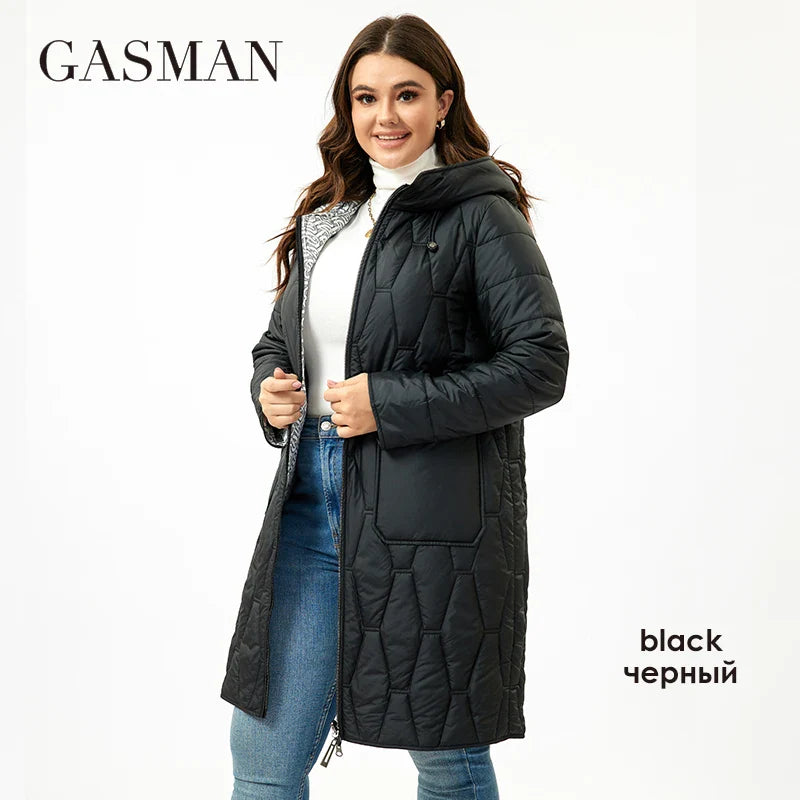 Damen-Winterjacke in großen Größen mit Kapuze und dicker Baumwollfüllung – winddichter Parka für kalte Tage