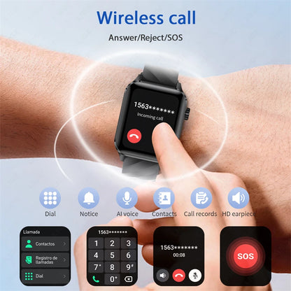 LIGE Für Android IOS Neue 1,85 "Smart Uhr Männer Bluetooth Anruf Sport Smartwatch Frauen Herz Rate Blut Sauerstoff Monitor uhr 2025