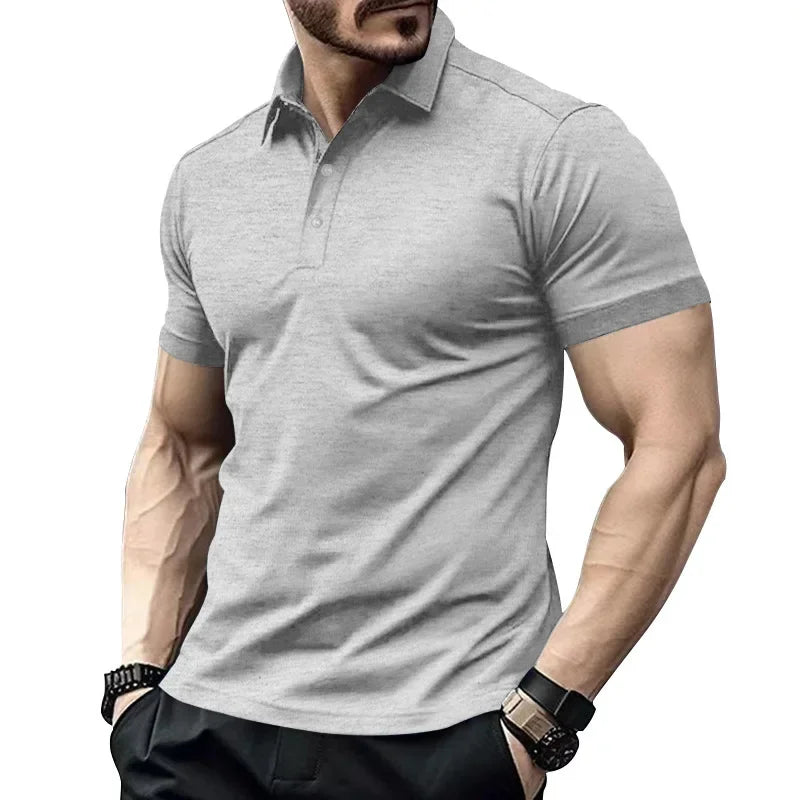 Herren-Poloshirt mit Brusttasche und kurzen Ärmeln in einfarbigem Design – ideal für den Sommer
