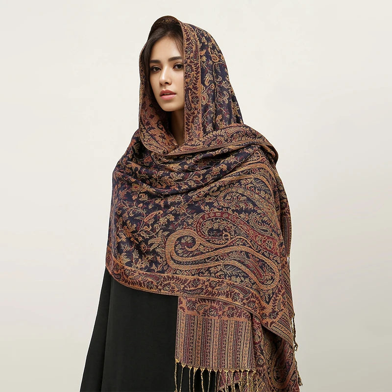 Damen Winterschal Kaschmir Jacquard Paisley lang Pashmina Bandana Foulard Luxus