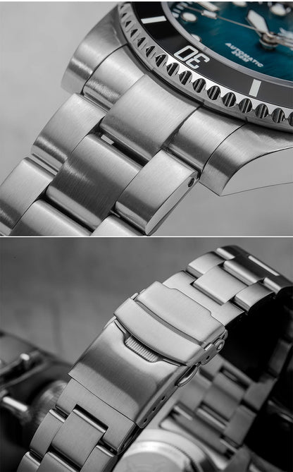 Herren Automatikuhr mechanisch Saphirglas 8215 200m wasserdicht Leuchtzeiger Edelstahl