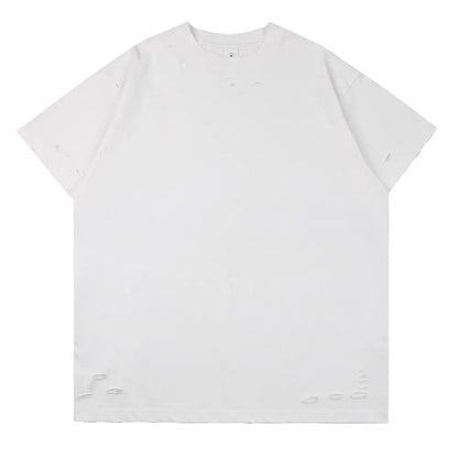 Herren Übergroßes T-Shirt mit Zerrissenen Löchern für Lässige Streetwear im Sommer