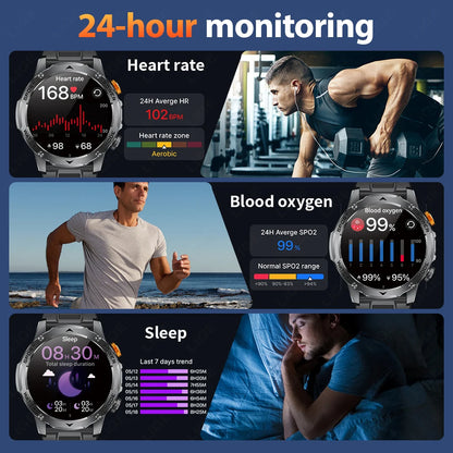 Herren Smartwatch mit Bluetooth Anruf und wasserdichtem Design für Outdoor Fitness