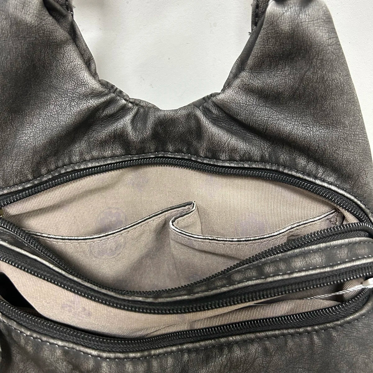 Damen-Handtasche mit Top-Griff und Mehrfachfächern für Smartphone Vintage-Stil Kompakt
