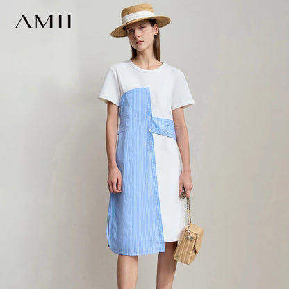 Trendiges Sommerkleid Mit Rundhals Und Kurzarm Für Damen Elegant
