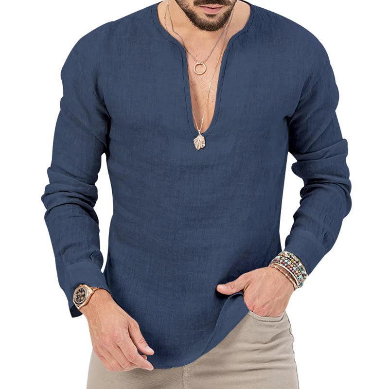 Schweres Herren-Übergrößen-Waffel-T-Shirt mit Farbblock und kurzen Ärmeln