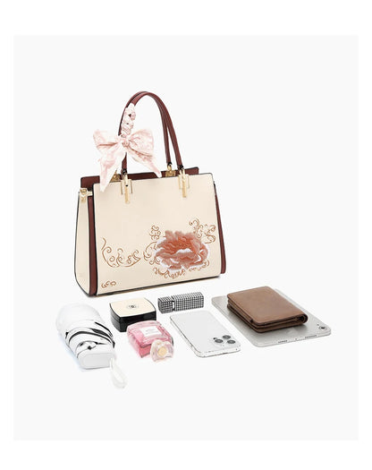 Damen Tasche Aus Splitleder Mit Reißverschluss Im Chinesischen Stil