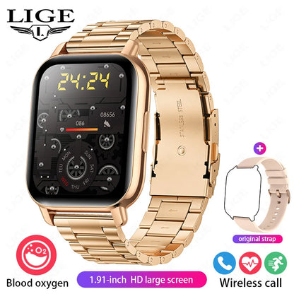 LIGE 2024 Neue Mode Smartwatch Männer 1,91 "HD Bildschirm Bluetooth Anruf Herzfrequenz Blutdruck Schlaf Überwachung Smart Uhr frauen