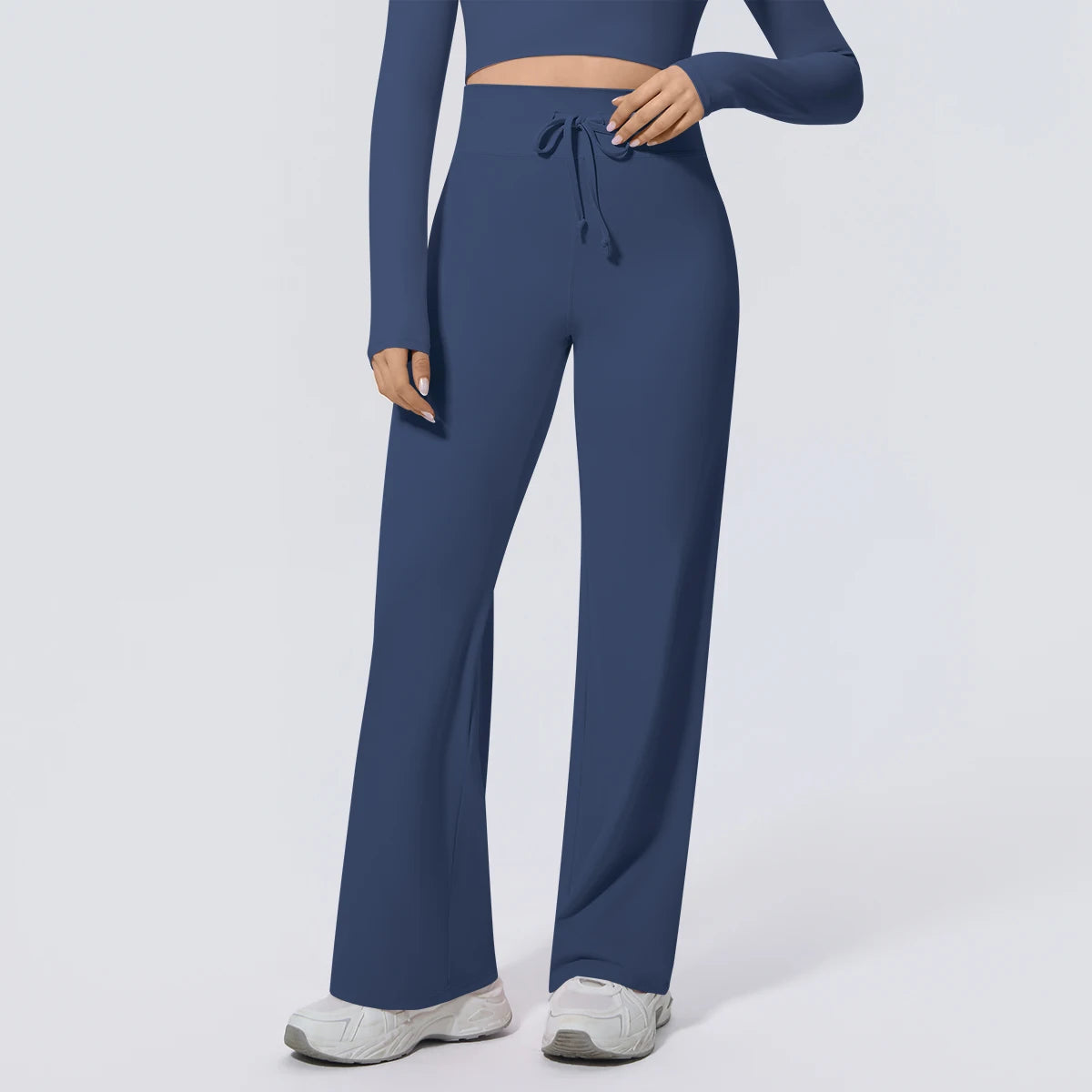 Dunkelblaue Yoga-Sommerhose mit Kordelzug am Bund