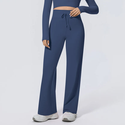 Dunkelblaue Yoga-Sommerhose mit Kordelzug am Bund