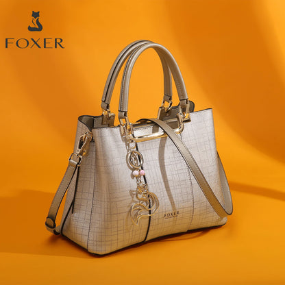 Damen Handtasche aus Split-Leder mit Saffiano-Design und Große Kapazität