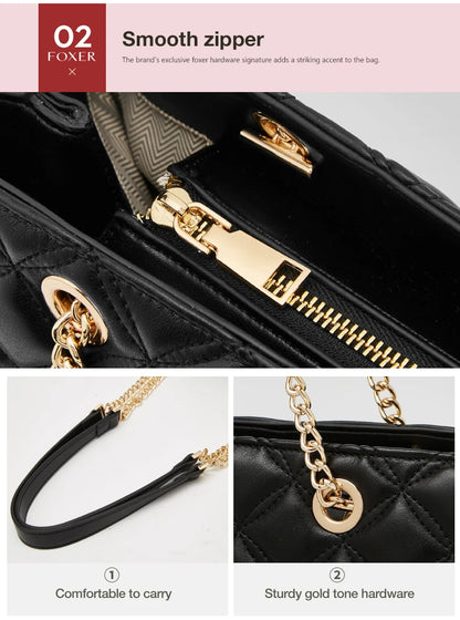 Damen Schultertasche mit gestepptem Design