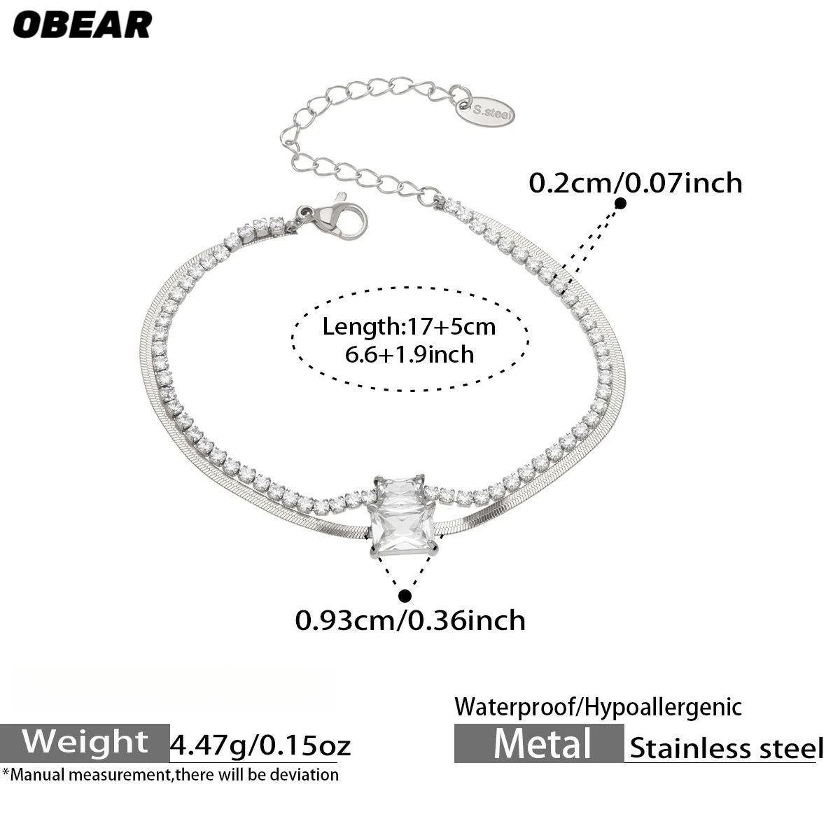 Damen-Armband Baguette-Zirkonia Doppelschicht